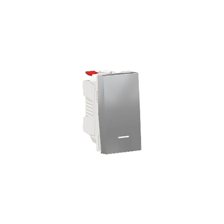 Bouton-poussoir lumineux NO Unica - 1 module - 10A - Alu