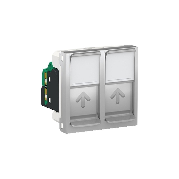 Double prise RJ45 Unica - Cat.5e UTP - 2 modules - Alu