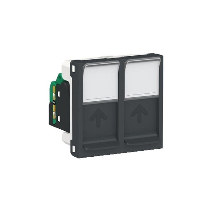 Double prise RJ45 Unica - Cat.5e UTP - 2 modules - Anthracite