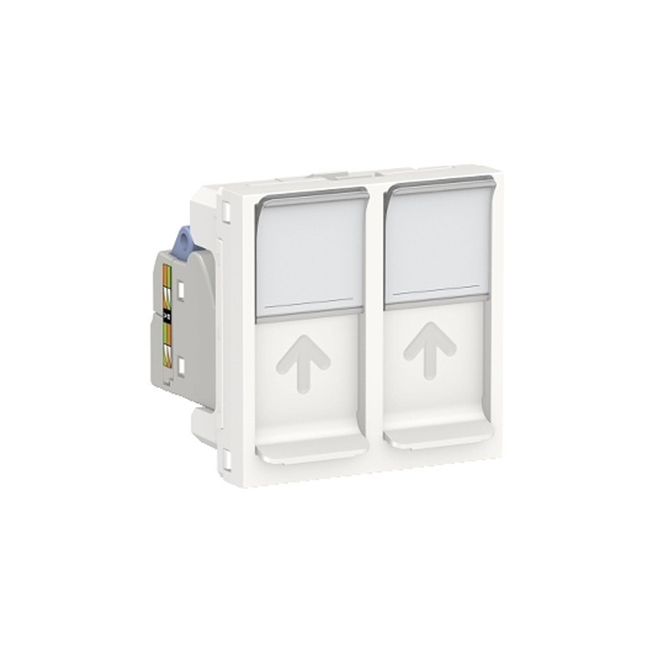 Double prise RJ45 Unica - Cat.6 STP - 2 modules - Blanc