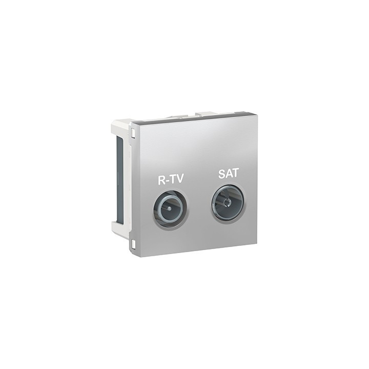 Prise R-TV/SAT Unica - 2 modules - Alu