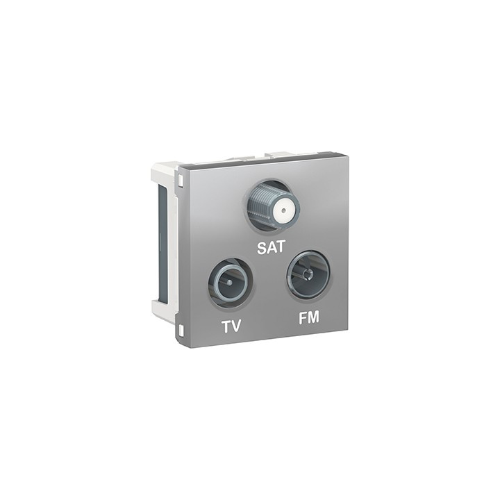 Prise FM/TV/SAT Unica - 2 modules - Aluminium