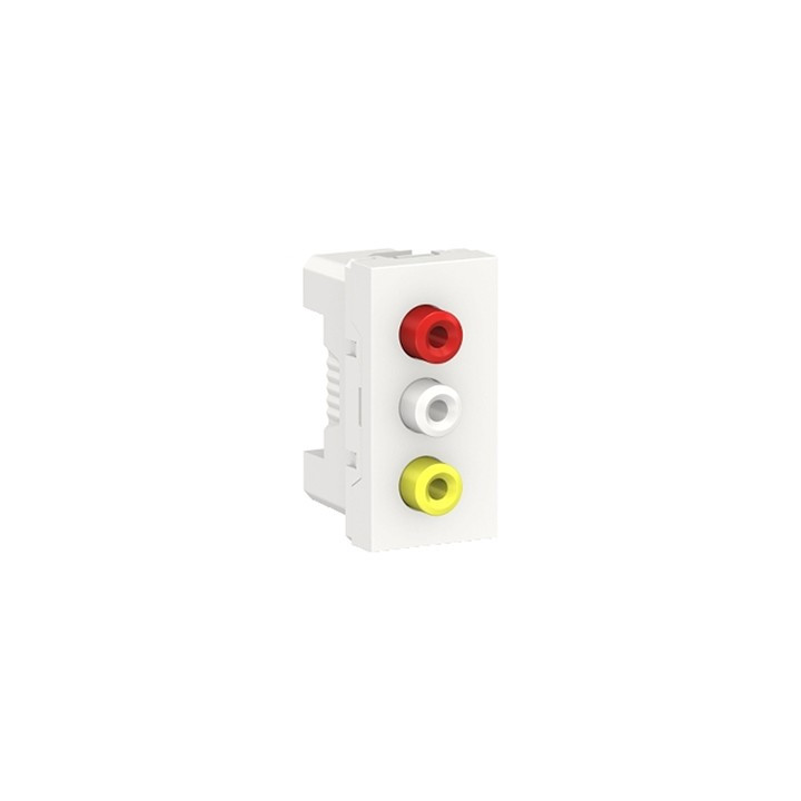Prise RCA Unica - Triple - 1 module - Blanc