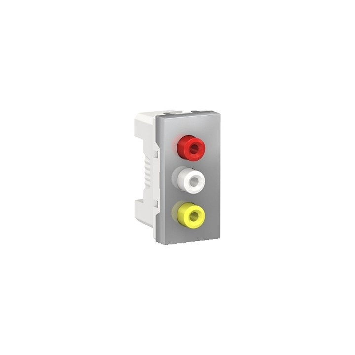 Prise RCA Unica - Triple - 1 module - Alu