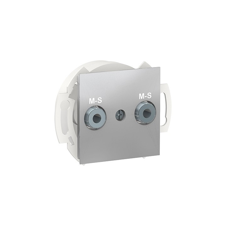 Prise multiservices Unica - 2 modules - Alu