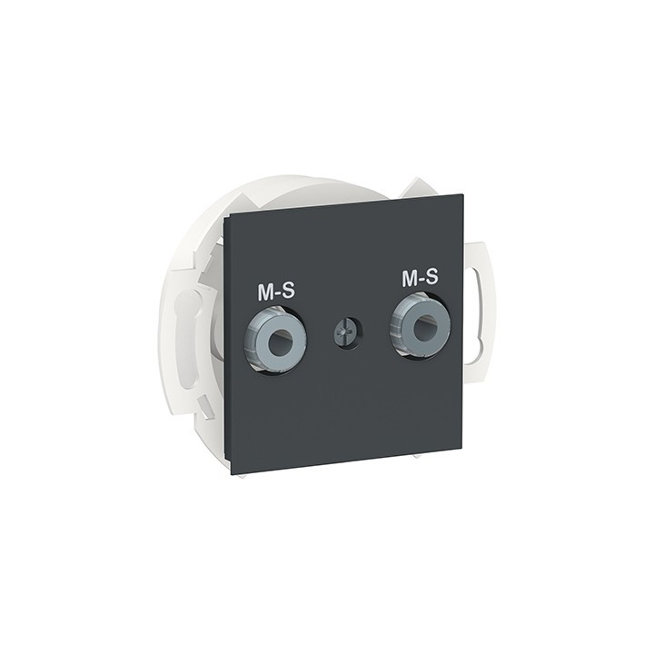 Prise multiservices Unica - 2 modules - Anthracite