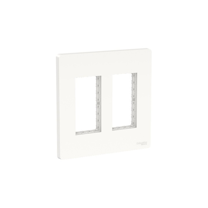 Support et plaque Unica pour boîte verticale - 2x4 modules - Blanc