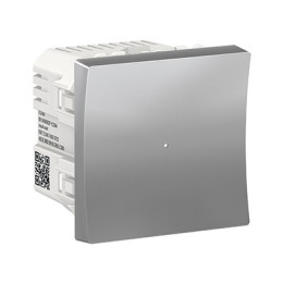 Bouton-poussoir NO Unica Wiser - 2 modules - 10A - Alu
