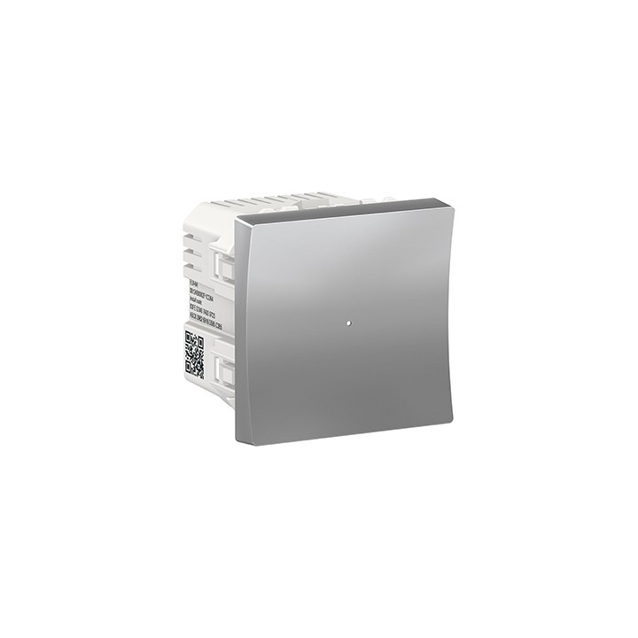Bouton-poussoir NO Unica Wiser - 2 modules - 10A - Alu