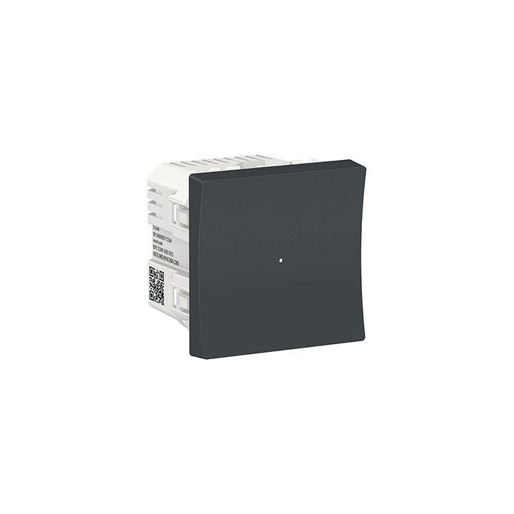 Bouton-poussoir NO Unica Wiser - 2 modules - 10A - Anthracite
