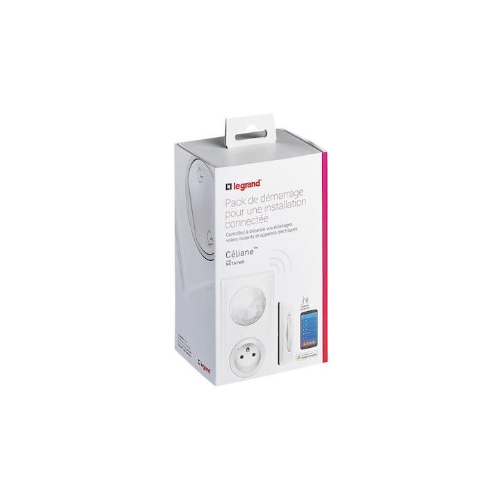 Pack de démarrage installation connectée Céliane avec Netatmo 1 prise Control + 1 commande Départ/Arrivée - Blanc