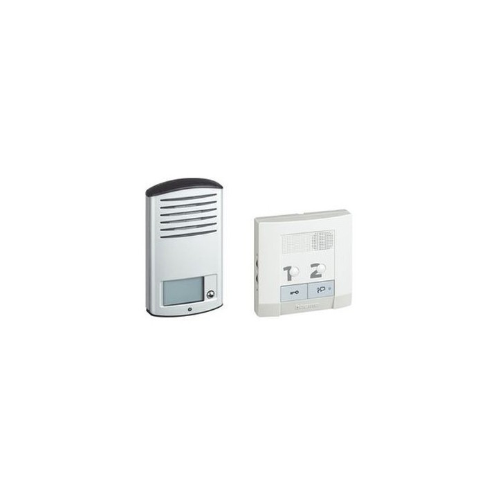 Kit audio portier résidentiel bus 2 fils avec platine saillie - Blanc