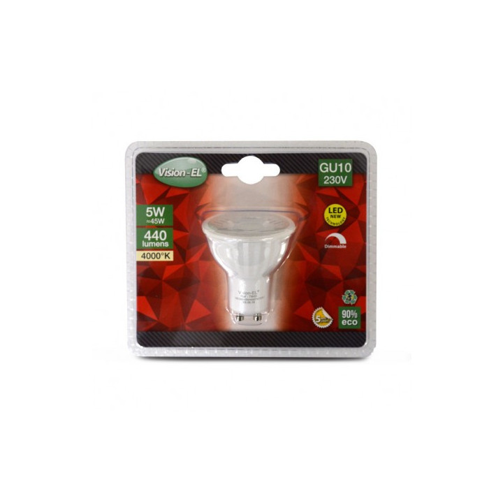 Ampoule LED COB GU10 - 5W - 4000K - 440lm - Dimmable - Blister