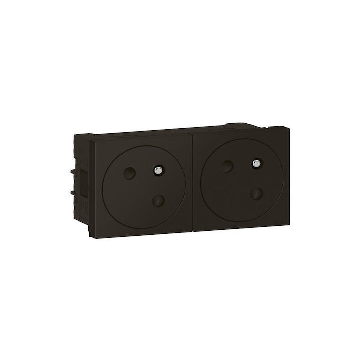Double prise 2P+T Surface Mosaic Link - 45° - 16A - Noir mat