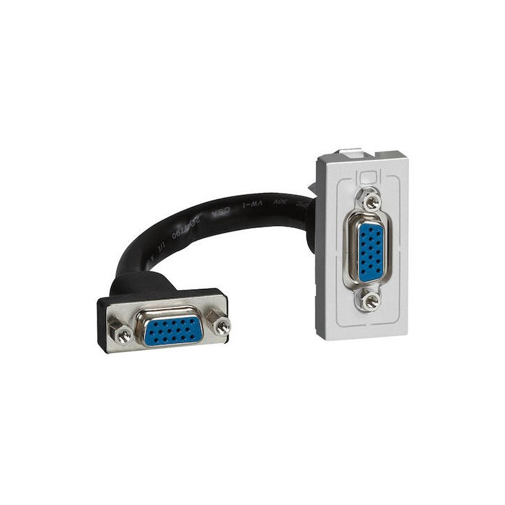 Prise audio vidéo HD femelle Mosaic - Préconnectorisée - 1 module - Alu