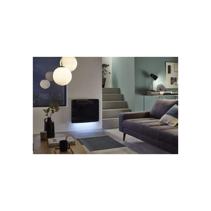 Radiateur électrique Divali Premium connecté - Horizontal - 1500W - Noir brillant