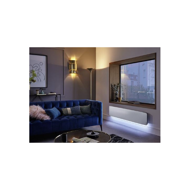 Radiateur électrique Divali Premium connecté - Plinthe - 1500W - Blanc brillant