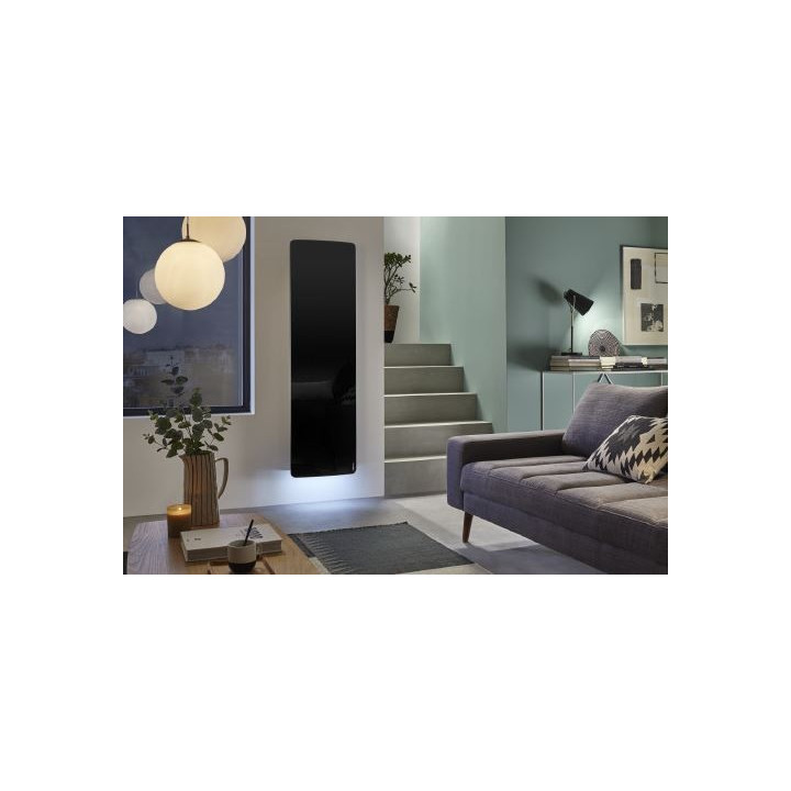 Radiateur électrique Divali Premium connecté - Vertical - 1000W - Noir brillant