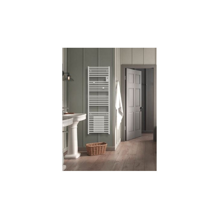 Sèche-serviettes électrique Riva 4 - 500 + 1000W - Avec soufflerie - Blanc satin