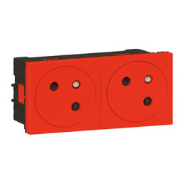 Double prise 2P+T Mosaic Link surface - 45° - Rouge