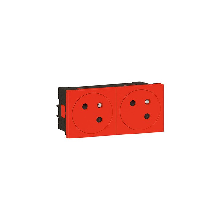 Double prise 2P+T Mosaic Link surface - 45° - Rouge