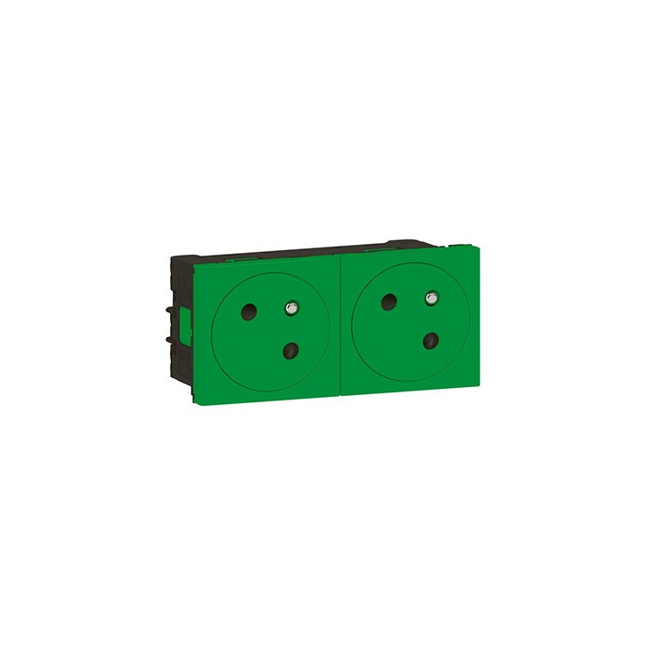 Double prise 2P+T Mosaic Link surface - 45° - Vert