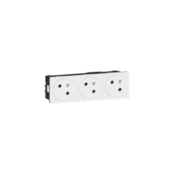 Triple prise 2P+T Mosaic Link surface - 45° - Blanc