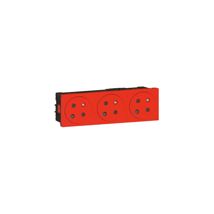 Triple prise 2P+T Mosaic Link surface - 45° - Rouge