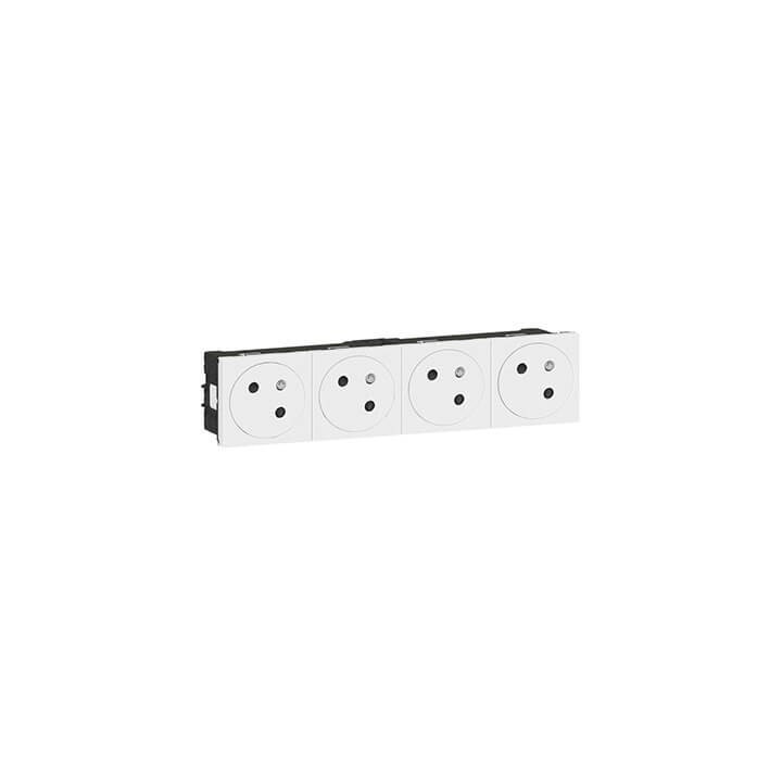Quadruple prise 2P+T Mosaic Link surface - 45° - Blanc