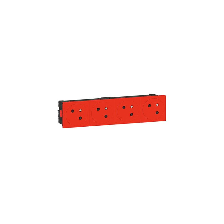 Quadruple prise 2P+T Mosaic Link surface - 45° - Rouge