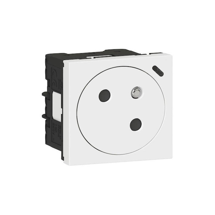 Prise 2P+T Surface Mosaic - 45° - Avec voyant Link - Blanc antimicrobien